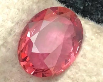 Saphir padparadscha naturel de 1,21 ct, taille ovale, rose pêche vif avec certificat