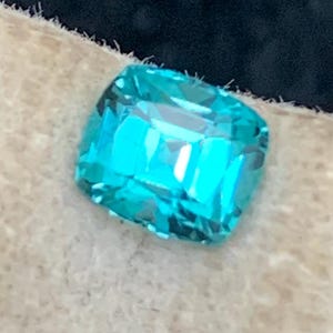 Neon Blue Tourmaline Stone: 0.65 CT Cushion Cut Gemstone