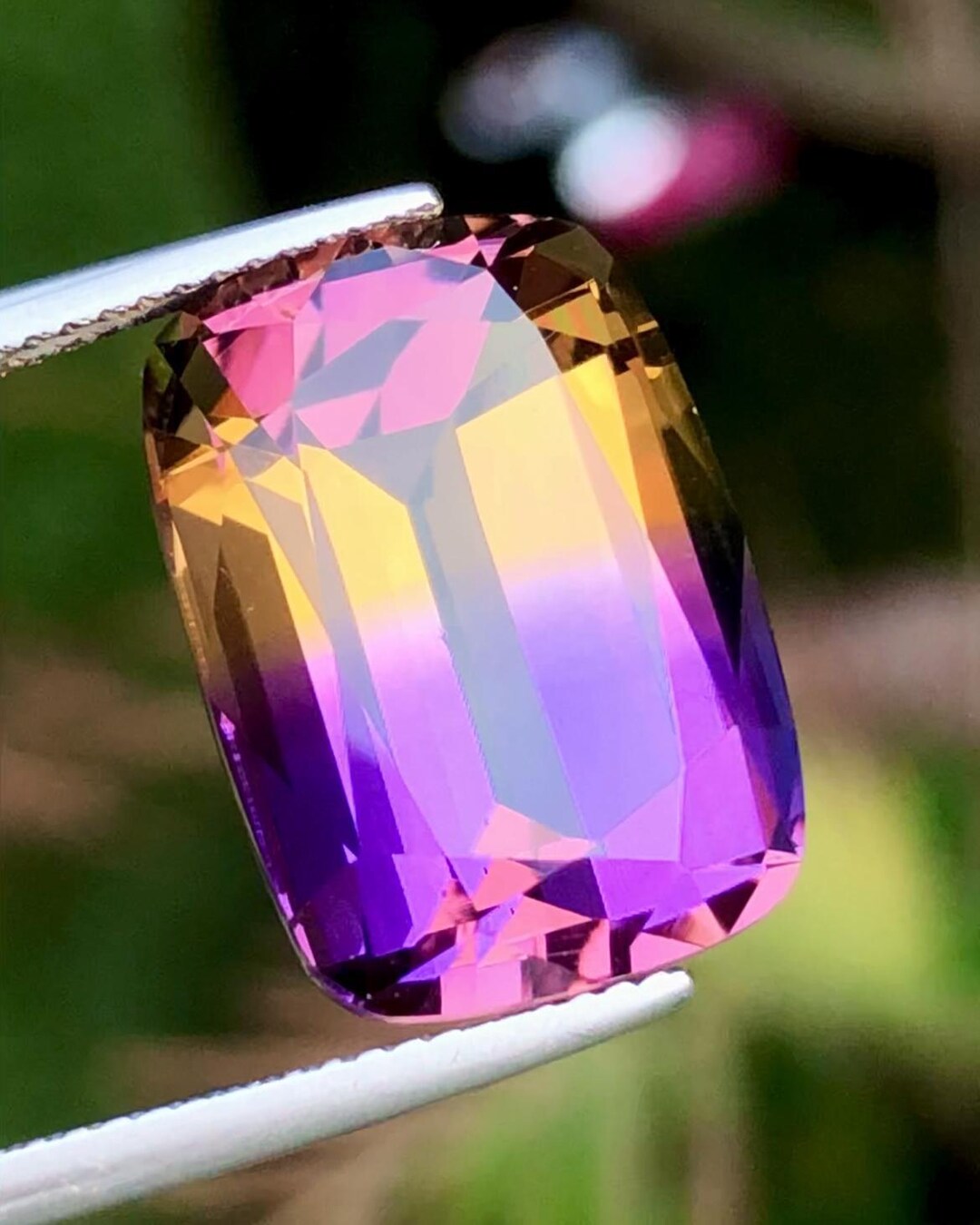 Amerite Color Bi-color Ametrine 14.20 Ct Cushion Cut – Gemstone From Brazil - Etsy