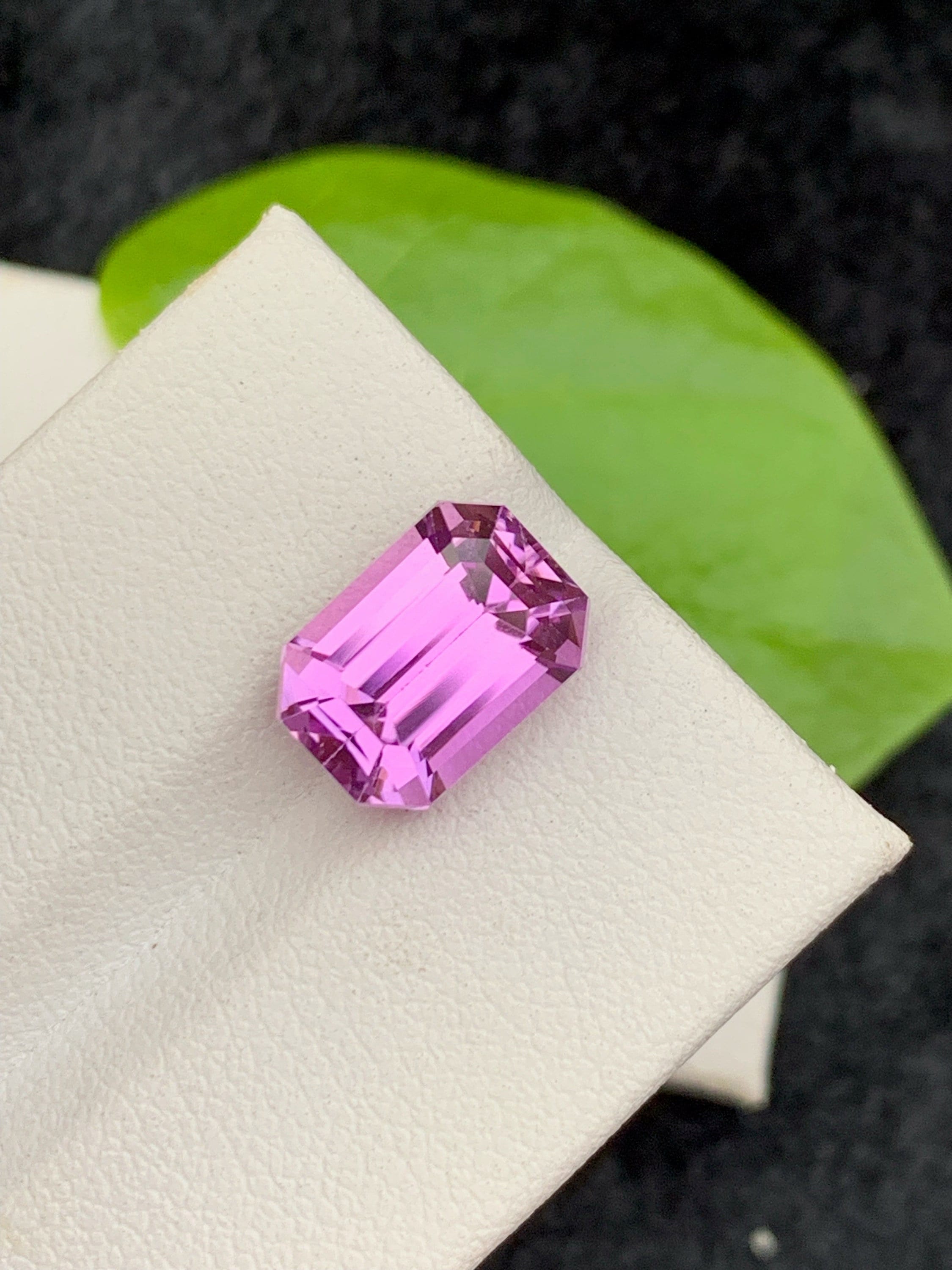 Deep Pink Kunzite Gemstone: 5.55 CT Emerald Cut Spodumene