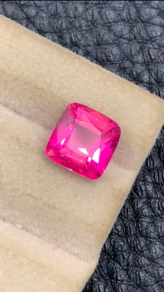 Natural Rubellite Tourmaline Loose Gemstone Square Cushion Cut
