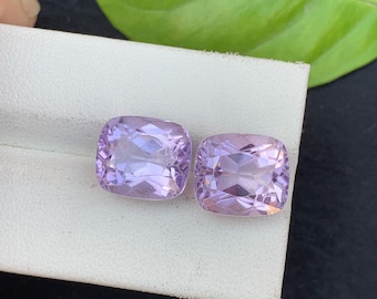 Emerald Cut Amethyst Stone Pair: 16.80 ct Zambia Gemstones
