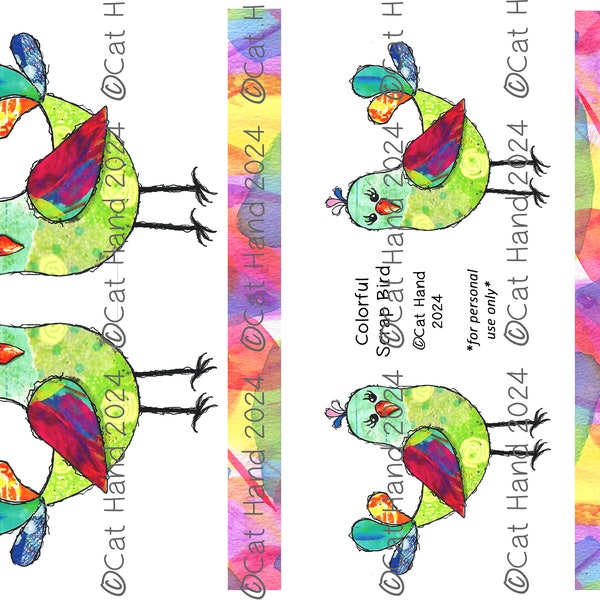 Digital Download - Colorful Scrap Bird