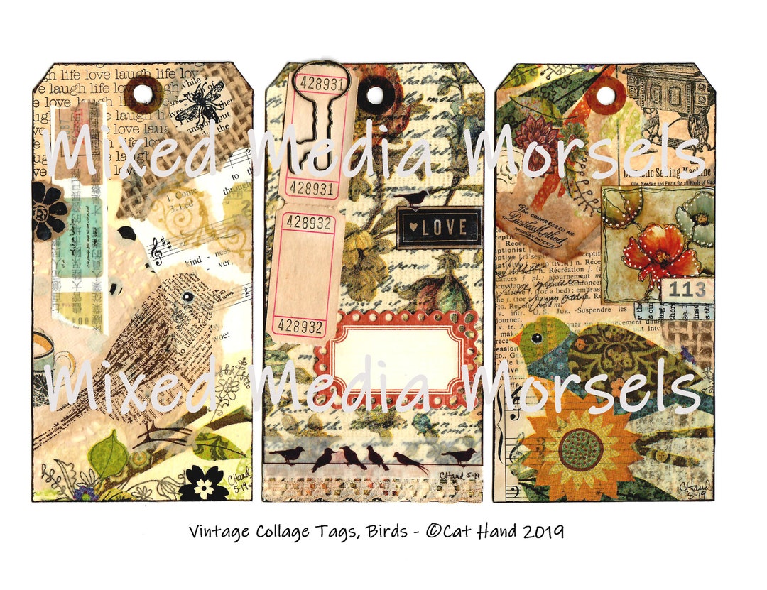 Digital Download - Vintage Collage Tags - Etsy