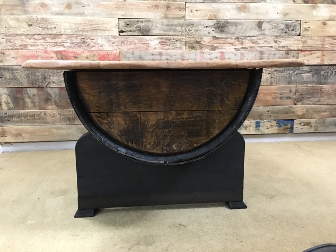Rustic Oak Whisky Barrel Coffee Table Etsy UK