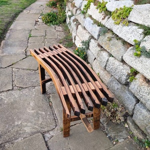 Oak madeira barrel stave curve bench Indoor outdoor