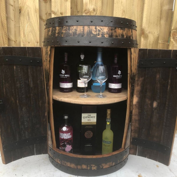 Whisky barrel drinks cabinet