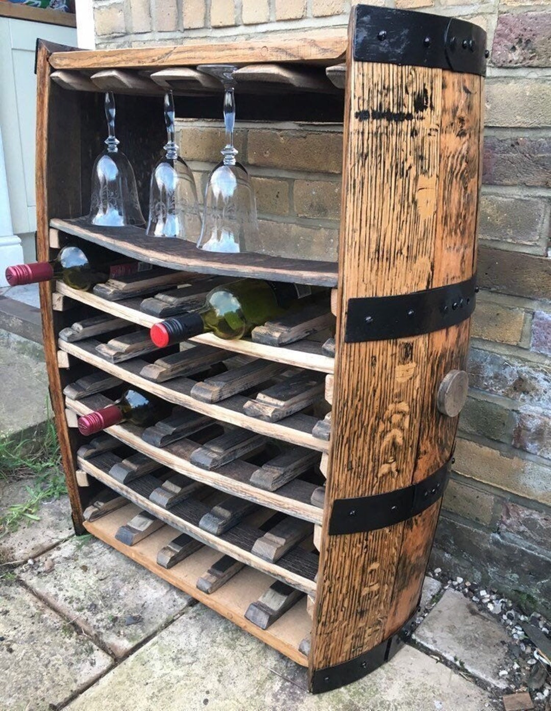 Whisky Barrel Stave Wine & Glass Rack Etsy