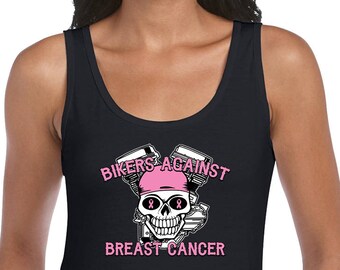 Breast Cancer Awareness Bikers Against Breast Cancer Tank Tops for Women Tank Tops Shirts