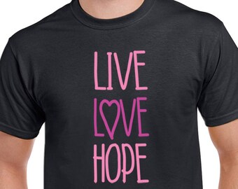Men/'s Love Live Fight Workout T-Shirt Tank Top Support Breast Cancer Faith B1047