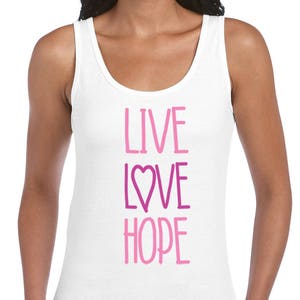 Breast Cancer Awareness LIVE LOVE HOPE Tank Tops for Women Tank Tops Shirts