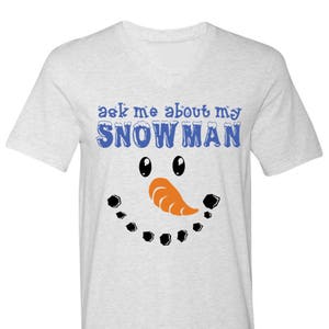 V-Neck for Men Ugly Christmas Shirts Ask Me About My Snowman Men&#39;s V Neck Shirts