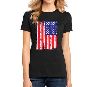 4th of July T-Shirts for Women American US Flag Independence Day Patriotic Shirts