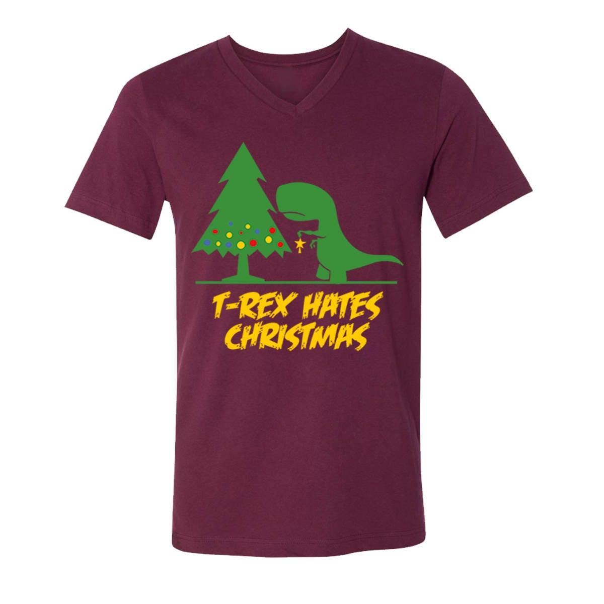 VNeck for Men Ugly Christmas Shirts TRex Hates Christmas Etsy