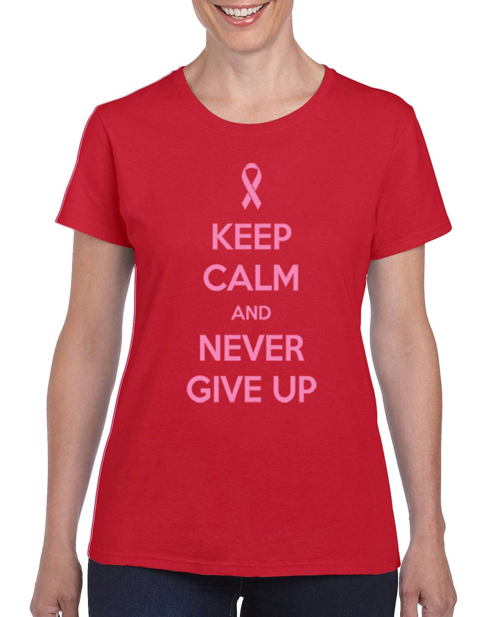 Breast Cancer Awareness Keep Calm and Never Give Up T-Shirts for Women Tee Shirts Tshirt, image size:1000x1250