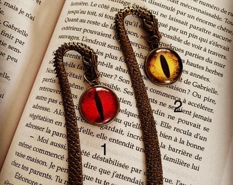 Dragon's Eye Bookmark - Fantasy Bookmark in Bronze Metal and Glass