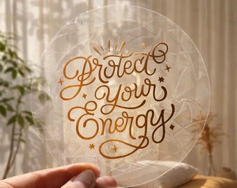 Pegatina holográfica atrapasol: Protege tu energía - Decoración para ventanas - Buenas vibras - Efecto arcoíris - Regalo de bienestar