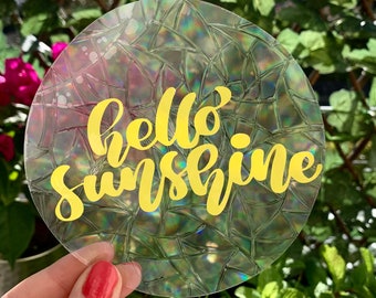 Hello Sunshine Yellow Catcher Sticker - Window Suncatcher - Sun Catcher - Window Sticker