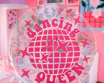 Dancing Queen Disco Ball - Sticker Suncatcher Arc-en-ciel Fantaisie – Décoration de Fenêtre Lumineuse et Colorée