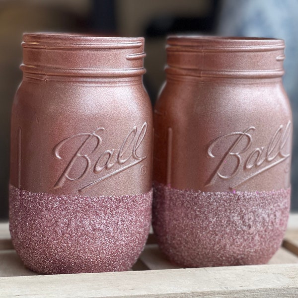 Rose Gold Mason Jars Etsy