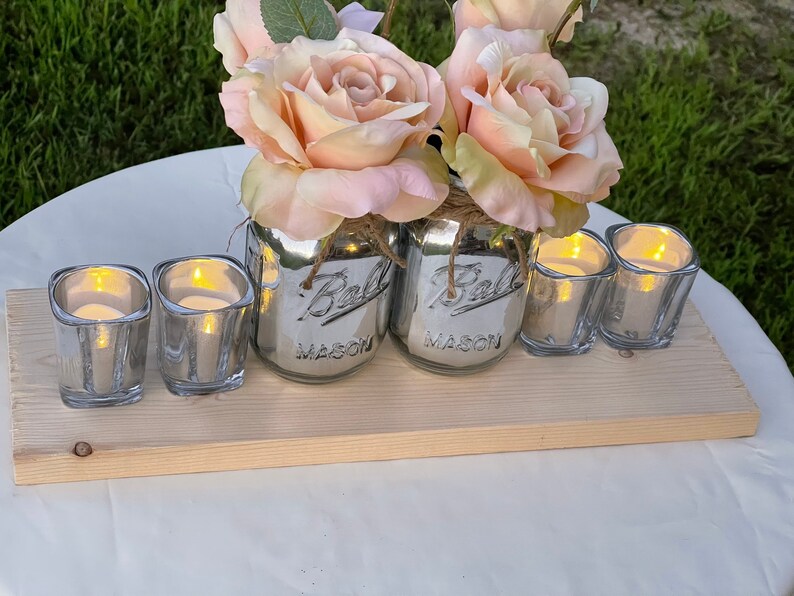 Rustic Yet Elegant, Lovely Wedding Centerpiece, Mason Jar Magic image 3