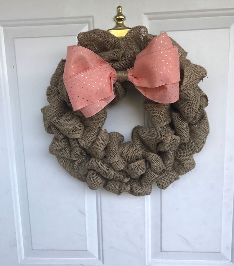 Peach Burlap Wreath image 2