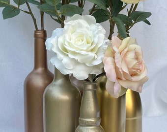 Assorted Wine Bottles, Gloss Painted Centerpiece, Color of Choice