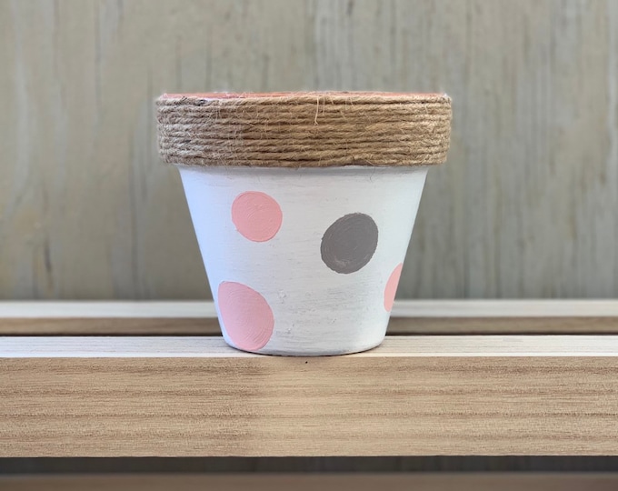 Featured listing image: Multi Colored Polka Dot Terra Cotta Pot