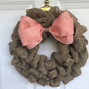 Peach Burlap Wreath image 1