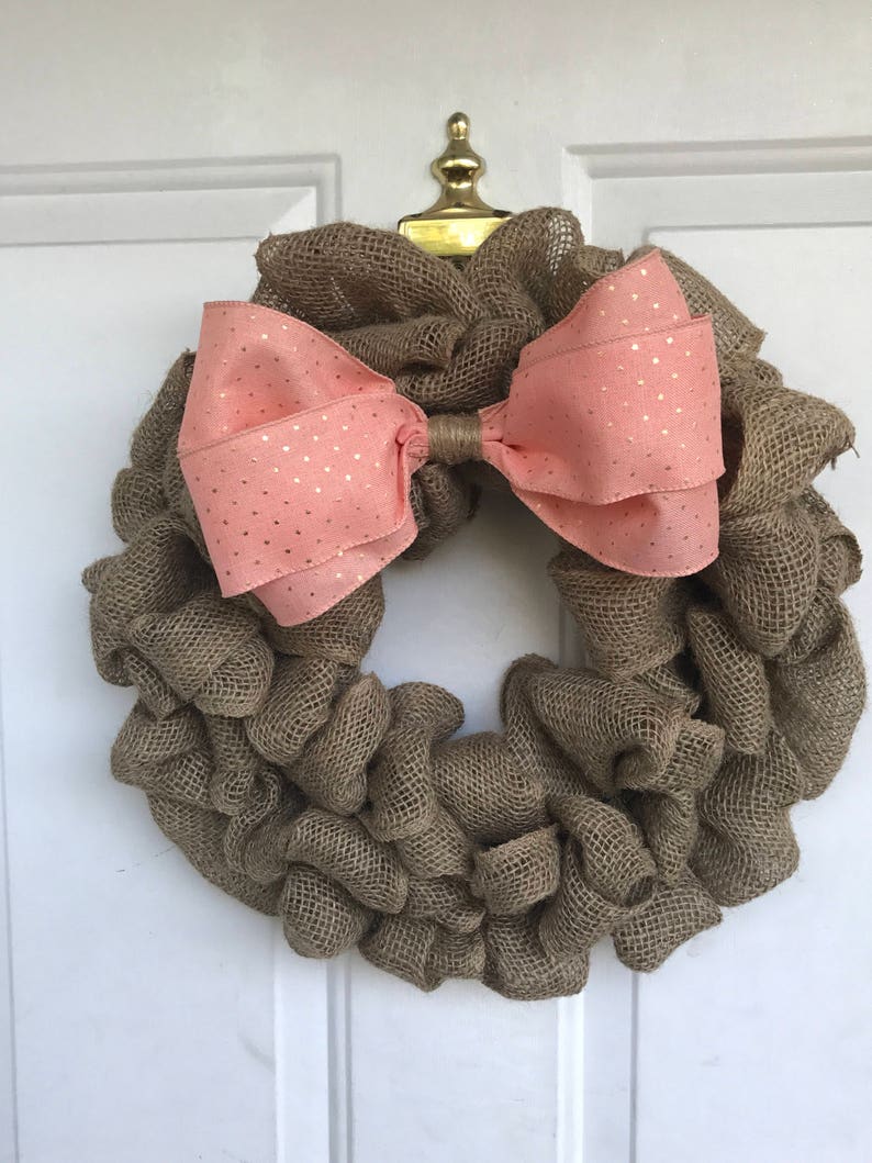 Peach Burlap Wreath image 1