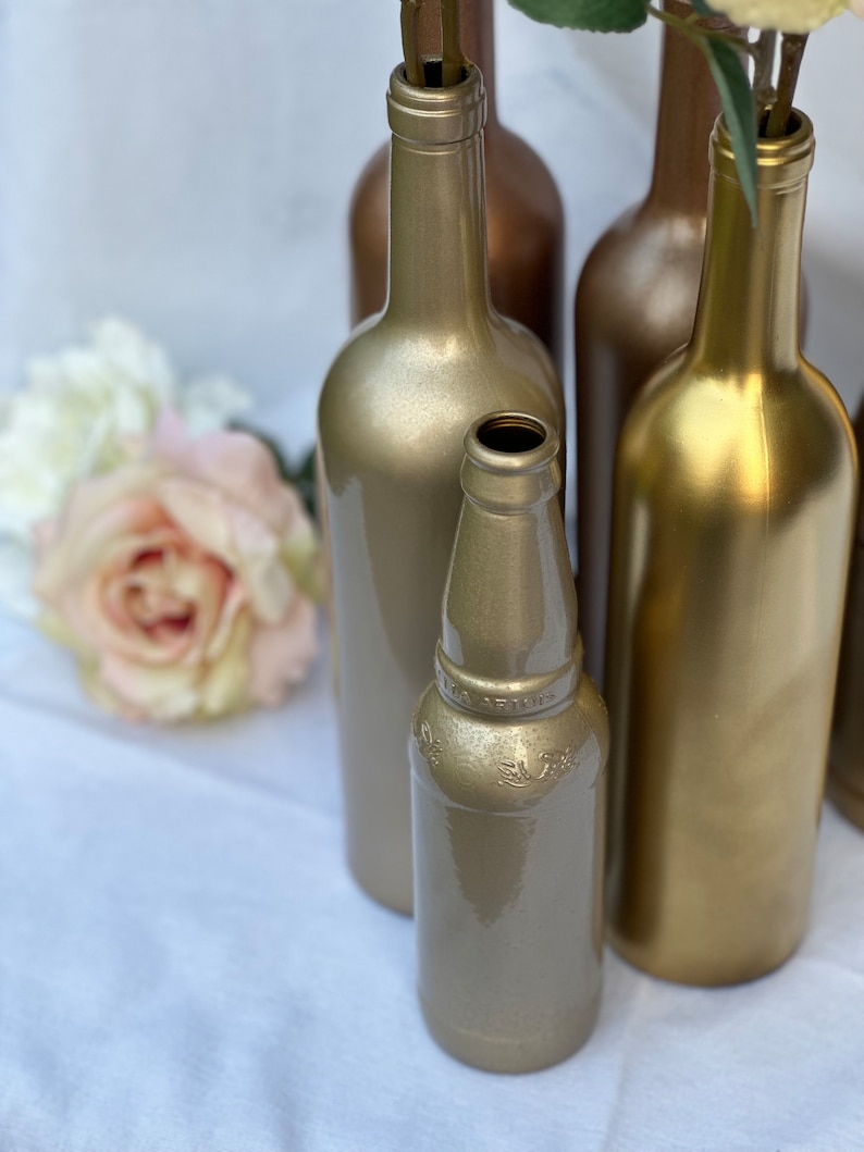 Assorted Wine Bottles, Gloss Painted Centerpiece, Color of Choice image 2