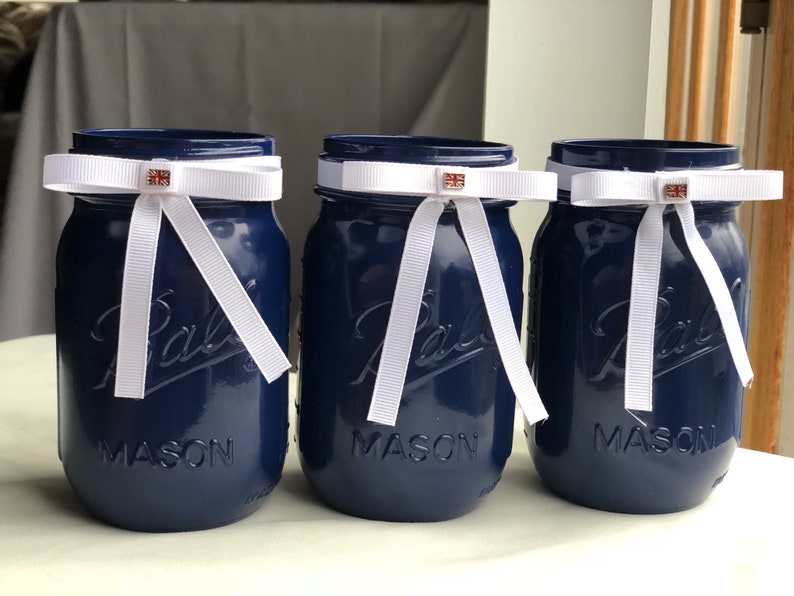 Patriotic Navy Blue Mason Jars Etsy