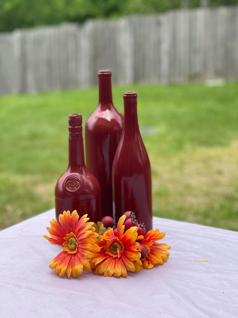 Assorted Wine Bottles, Gloss Painted Centerpiece, Color of Choice image 8