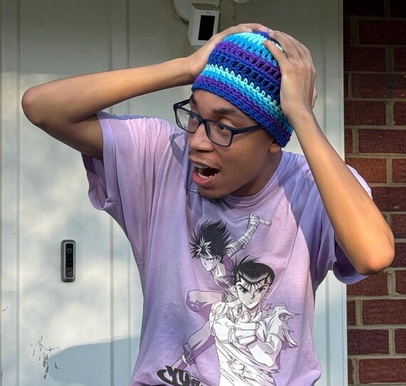 Handmade Crochet Beanie – Ocean-inspired Striped Hat | Blue  display picture 3