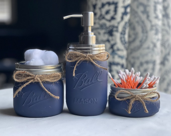 Featured listing image: Mason Jar Set, Bathroom Dispenser & Holders, Choose your color