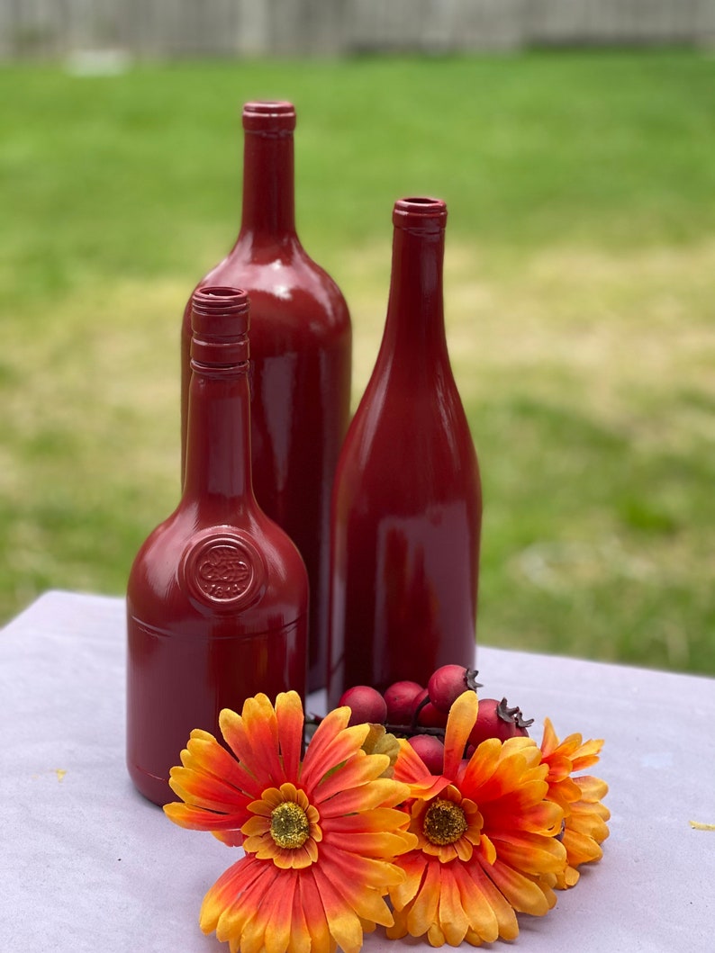 Assorted Wine Bottles, Gloss Painted Centerpiece, Color of Choice image 7