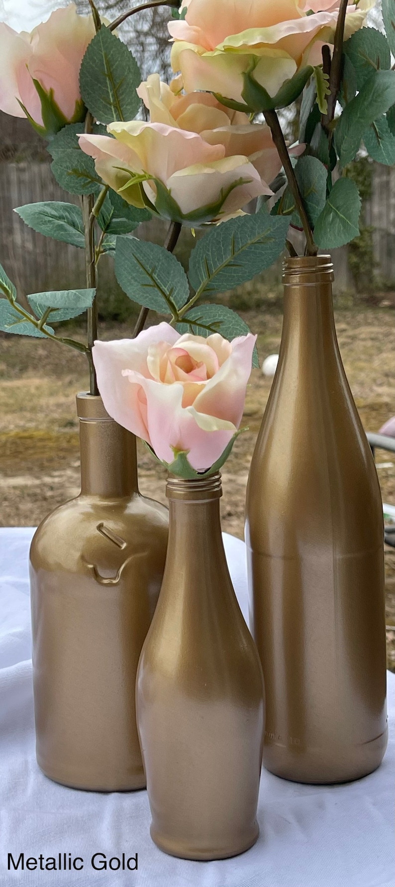 Assorted Wine Bottles, Gloss Painted Centerpiece, Color of Choice image 6