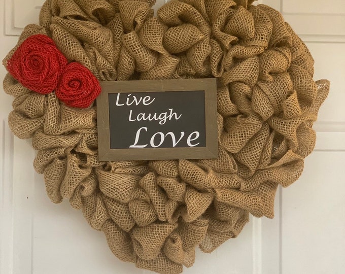 Featured listing image: Heart Shaped Burlap Wreath