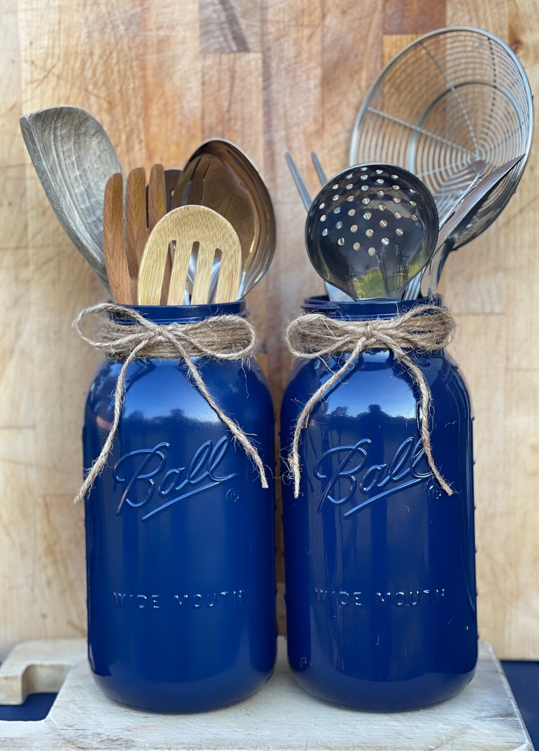 Navy Blue Jars, Large Utensil Holders - Etsy
