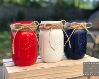 Red, White & Blue Mason Jars