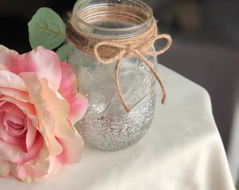 Glitter Embellished Mason Jar