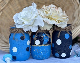 It’s a boy!, Oh boy!, Blue Mason Jars