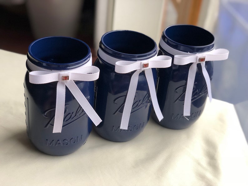 Patriotic Navy Blue Mason Jars Etsy