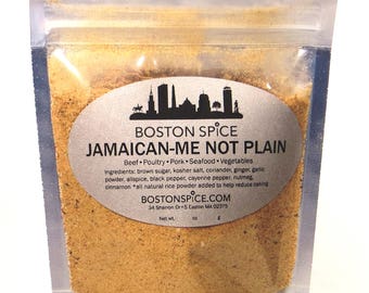 Boston Spice Jamaican Me Not Plain Caribbean Jerk Rub Seasoning Blend For Soups Pork Beef Chicken Vegetables 1/2 Cup 2.6oz/75g Pouch