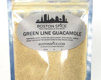 Boston Spice Green Line Guacamole Seasoning Blend Make Wicked Awesome Potato Chip Vegetable Dips Sandwich Pita Bread Spreads 1/2c 2.6oz/74g