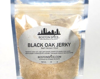 Boston Spice Black Oak Jerky Meat Seasoning Blend Make Your Own Beef Venison Poultry Duck Elk Deer Jerky and Popcorn 1/2 Cup 3.4oz/96g
