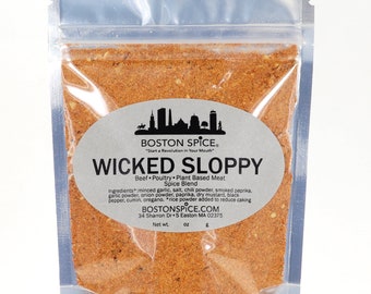 Boston Spice Wicked Sloppy Joe Sandwich Seasoning Mix Blend For Poultry Beef Pork & Meatless Plant Based Proteins Also Pasta Sauce and Ribs