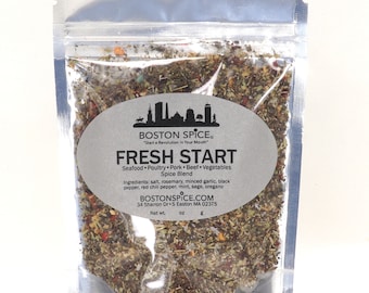 Boston Spice Fresh Start Gourmet Handmade Spiceblend Dry Rub Poultry Beef Pork Fish Seafood Chicken Ribs Steak Vegetables 1/2c wt. 2oz/57g