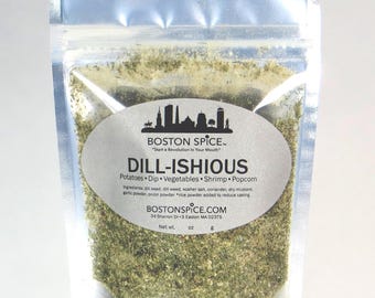 Dill-ishious Dill Spice Seasoning Blend Vegetables Dips Popcorn Roasted Potatoes Seafood Shrimp Baked Fish Approx 1/2c wt. 1.9oz/55g