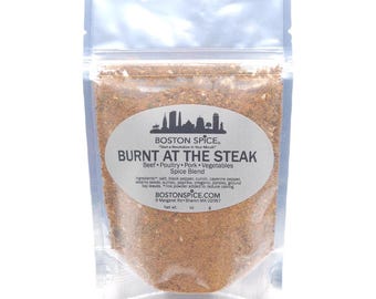 Burnt At The Steak Seasoning Blend Rub Beef Ribs Pork Poultry Chicken Seafood Vegetables BBQ Baked Roasted Barbecue Grill 1/2c wt. 2.7oz/79g